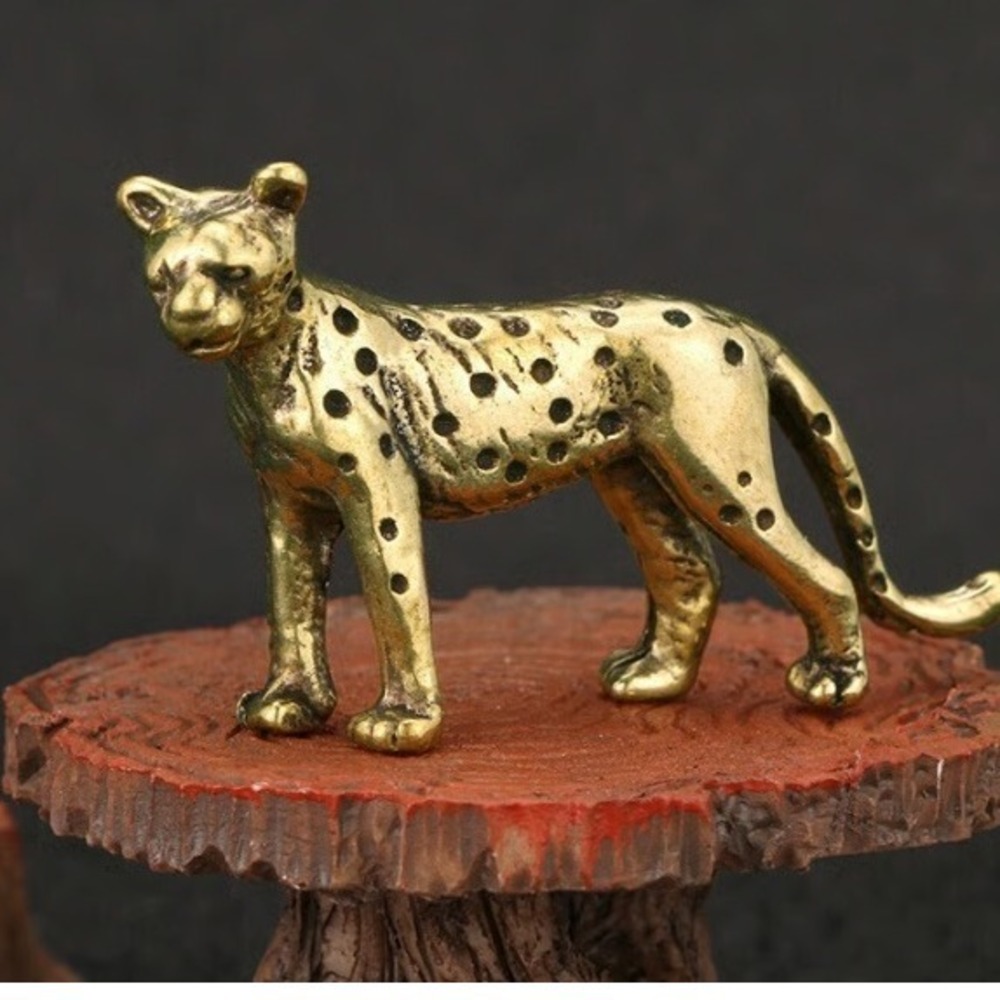 Leopard Cheetah Brass Figurine Miniature Home Ornament Figurines Animal‎